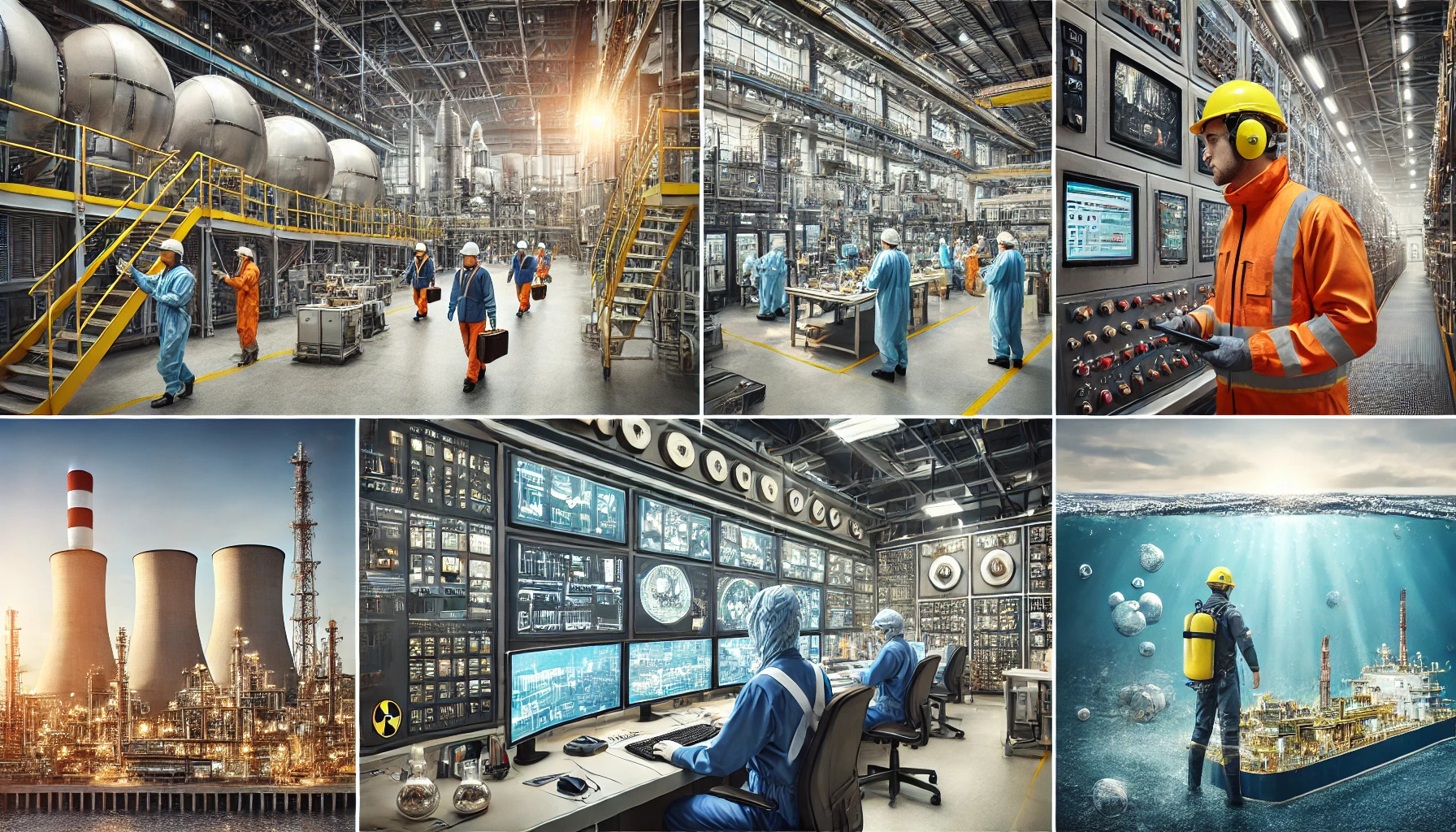 DALL·E 2025-02-18 11.43.16 - A realistic and professional composite image showcasing various industrial training environments. The image features_ a factory floor with workers in
